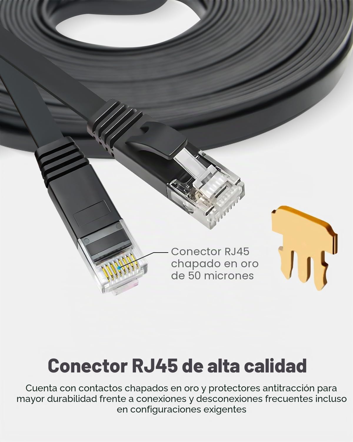 Cat 6 Cable Ethernet 0.5m 6 piezas, 1000Mbps Latiguillo RJ45 Cable de Red Plano Gigabit, Cable Lan 50cm Alta Velocidad para Internet, Exterior, Router, POE, xBox, TV, PC, más rápido que Cat5 (Negro)