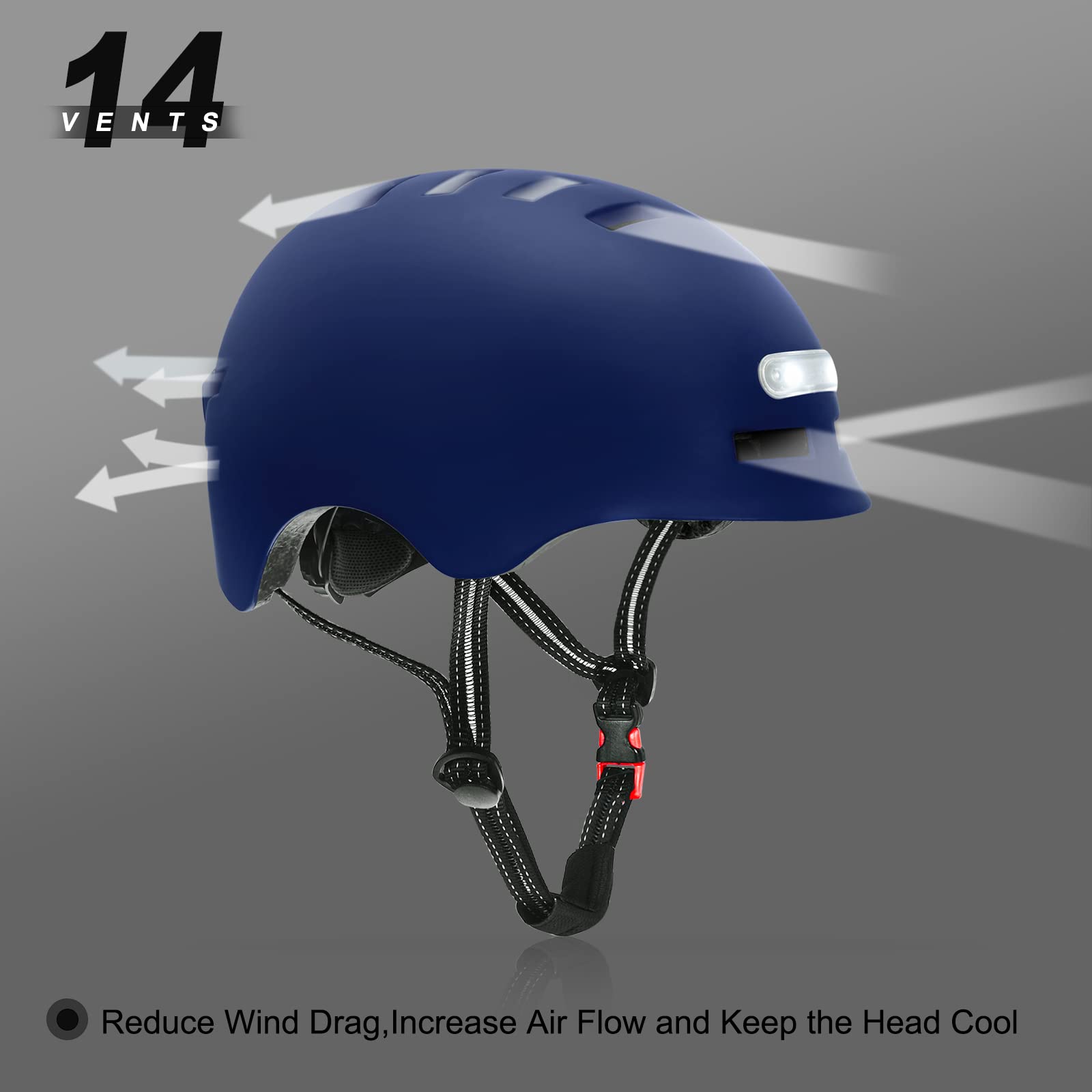 Casco de bicicleta con luces recargables por USB y luz LED trasera para viajeros urbanos, ajustable para hombres y mujeres