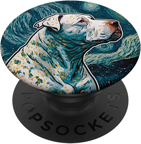 Dogo Argentino Starry Night Painting Dog Mom Dad PopSockets Swappable PopGrip