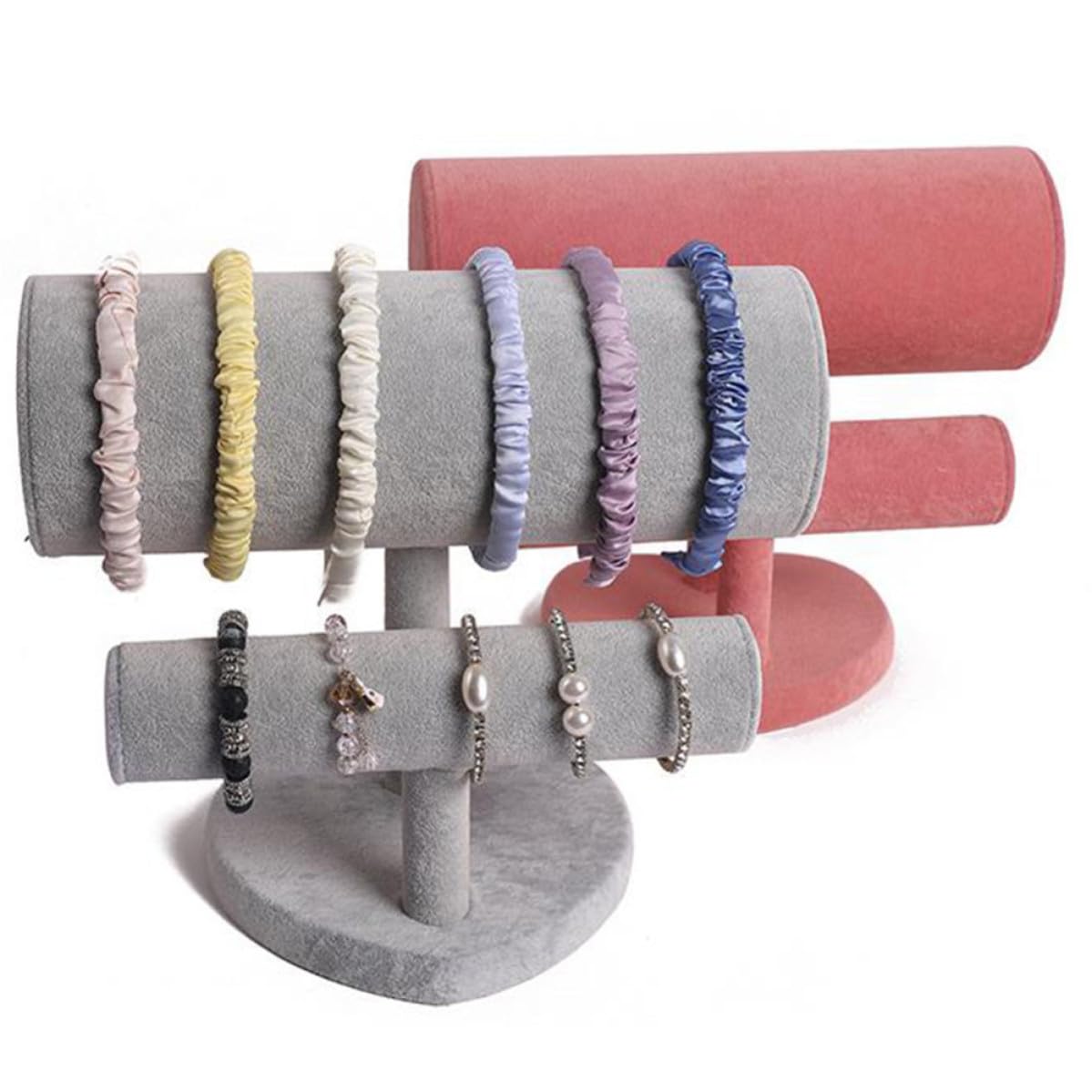 PLAFOPE Doppellagiger Stirnband und Armband Präsentationsständer aus Lint und Pvc mit Feiner Textur Sicher zur Schmuckaufbewahrung zu Hause