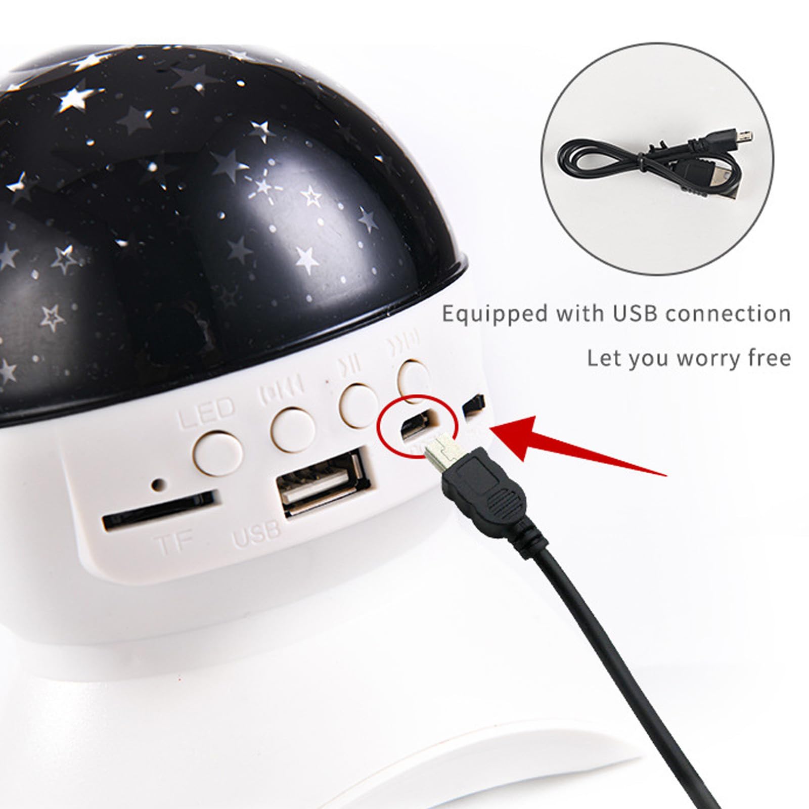 Głośnik Bluetooth, lampka nieba z projekcją LED z obracającą się gwiazdą, przenośne muzyczne światło otoczenia z USB, kartą TF, obsługą dysku U - idealna lampka nocna do sypialni dla rodziny, wystrój
