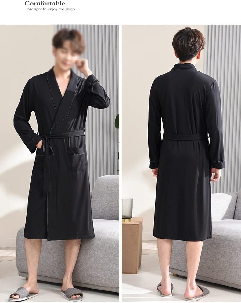 Mens Long Robe Warm Bathrobe Night Dresses Kimono Pajama Bath Robes Sleepwear Bathrobe Nightgown