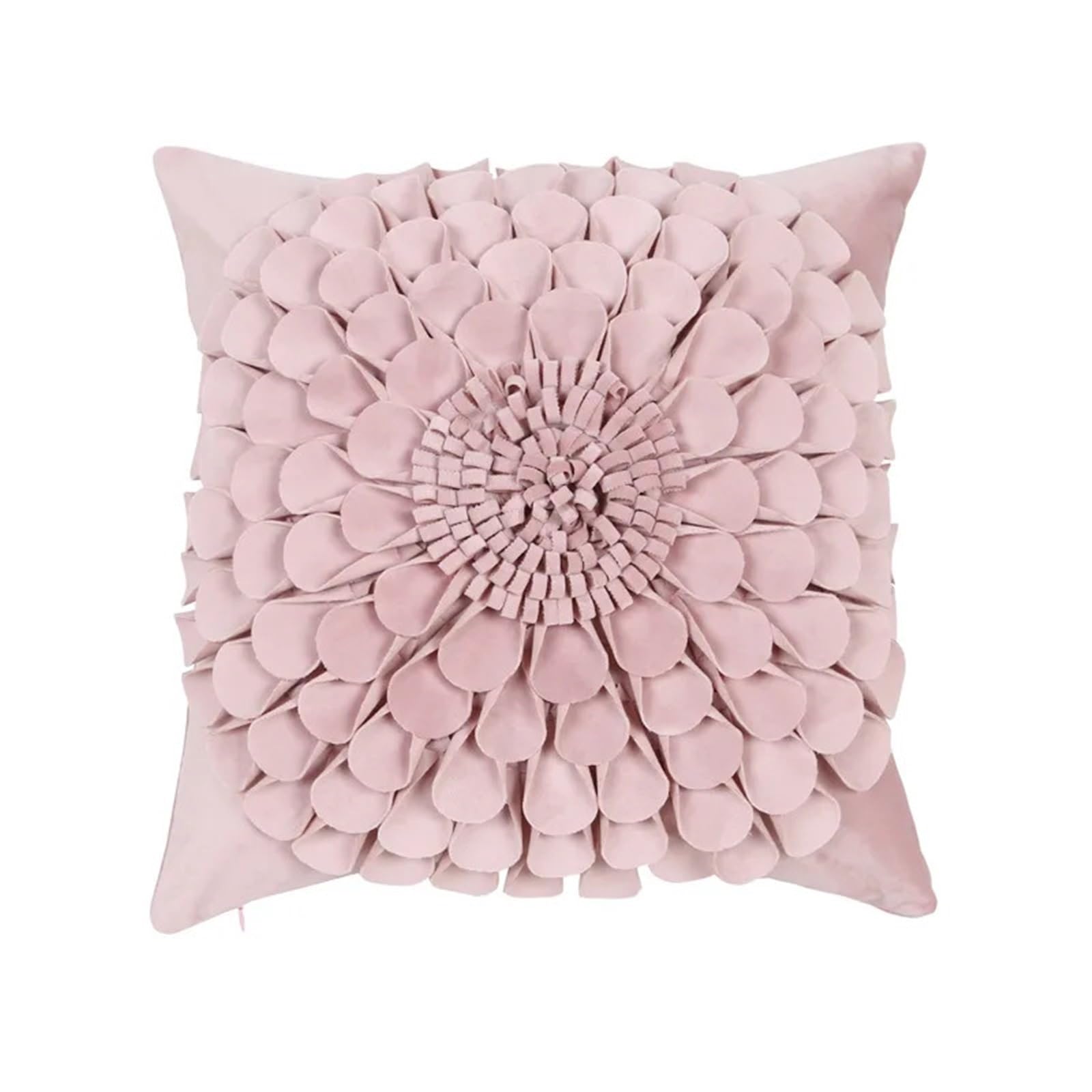 LCKKJHG Pink Heart Style Small Daisy Sunflower Plush Pillowcase 30x50/45x45CM 3D Floral Velvet Cushion Cover(B 45x45cm)