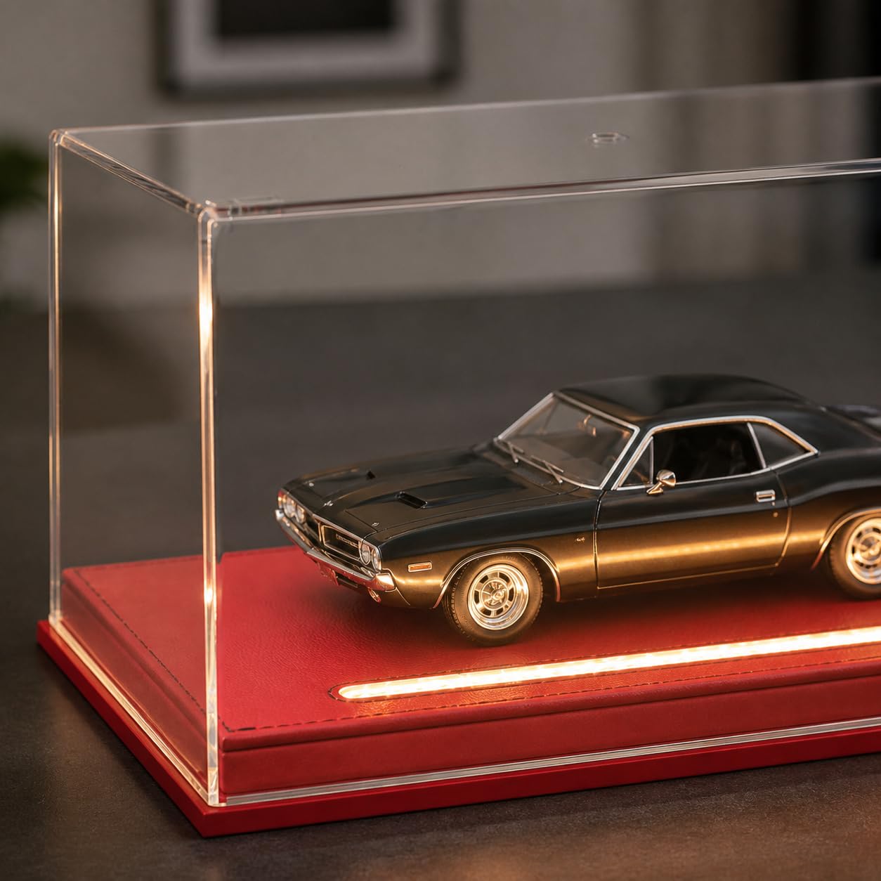 Vetrina Display Case per Auto 1:24 , Rosso | Illuminazione regolabile, Contenitore per figure, Esposizione di giocattoli, Per espositori toriali