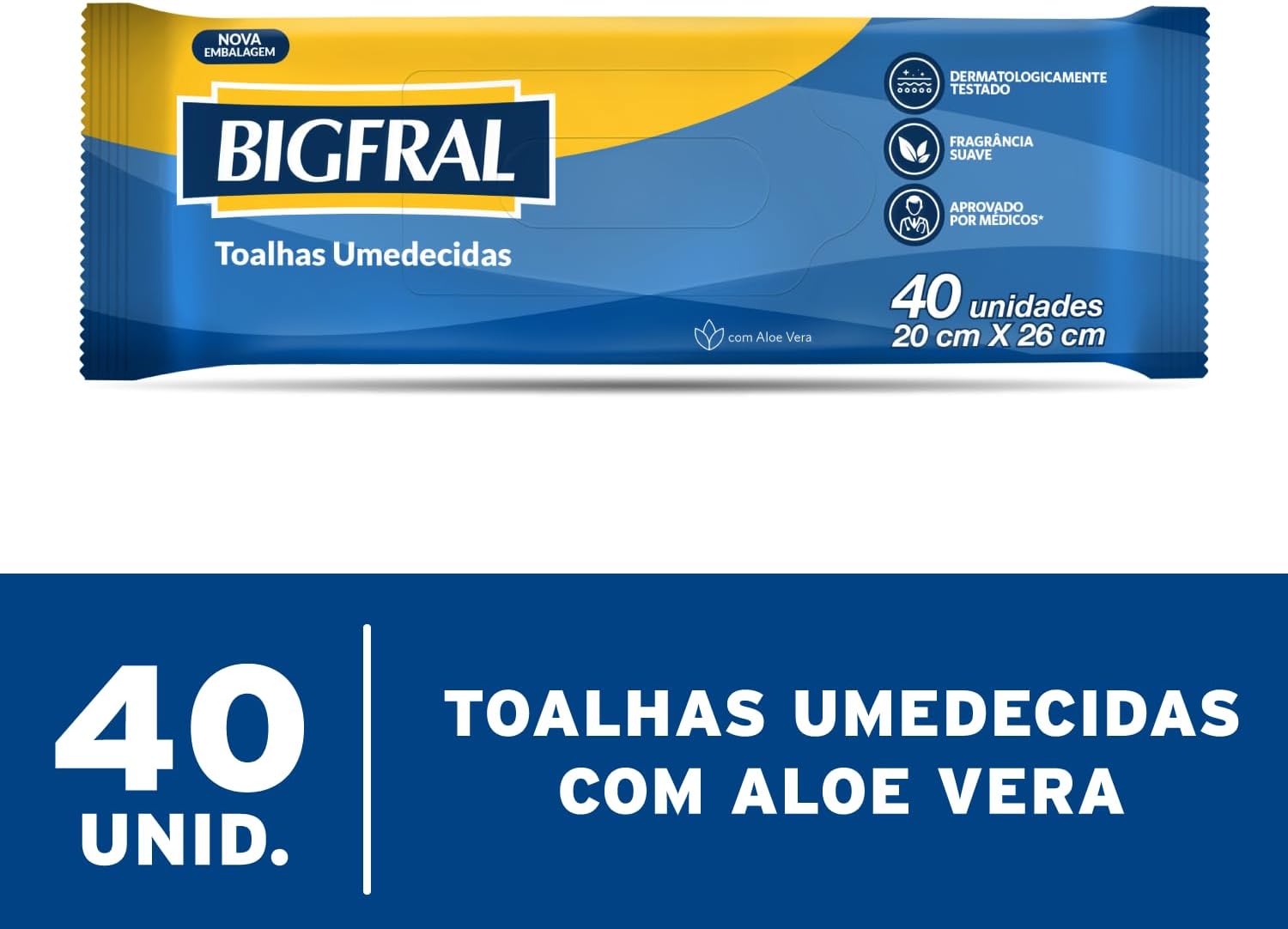 Toalhas Umedecidas Bigfral 40 unidades