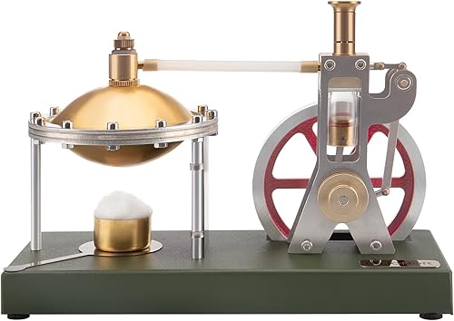 Miniatura 4 de ENJOMOR Assemby - Modelo de motor de vapor vertical retro con caldera esférica (soporte adicional cargador), juguete de metal exquisito para