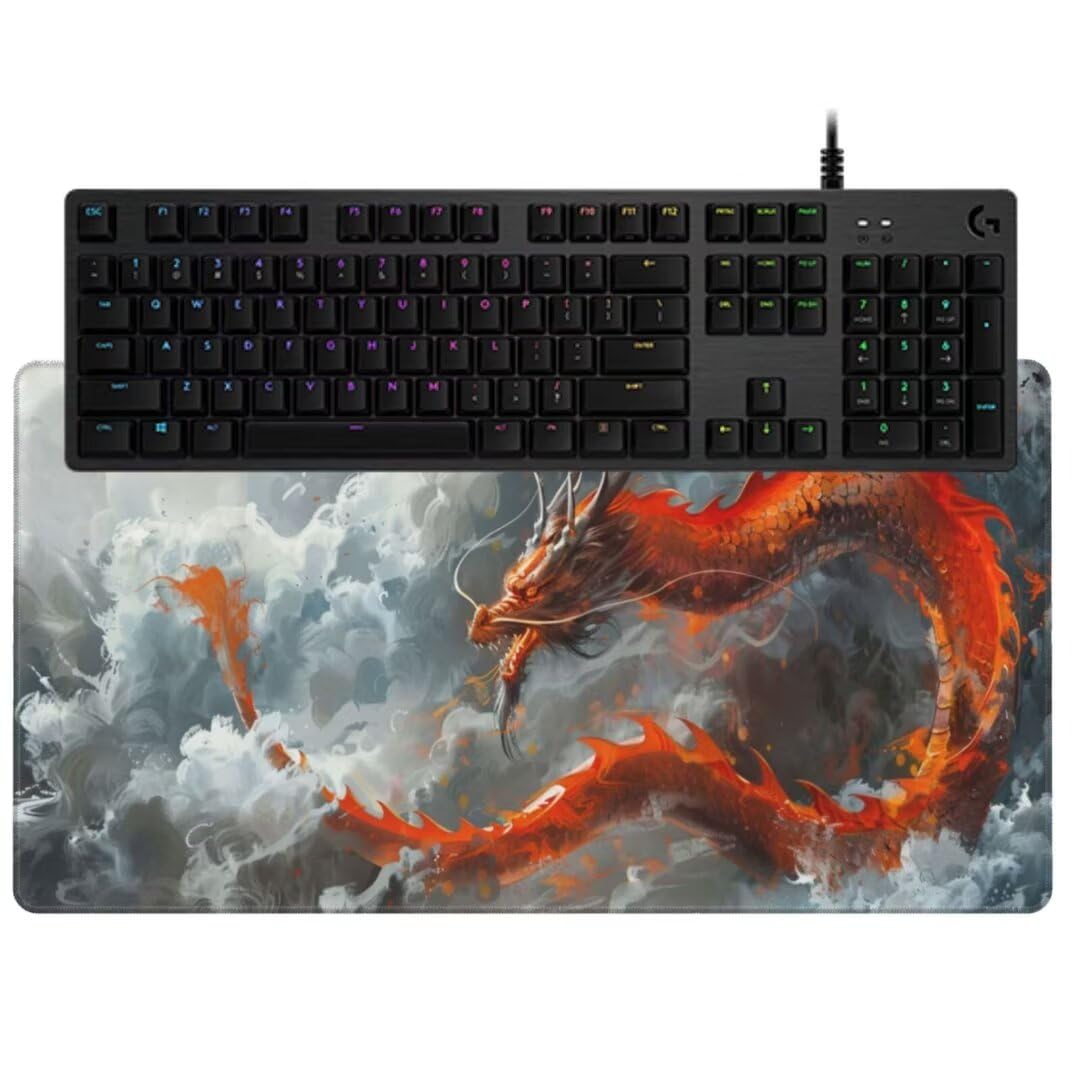 Amazon.co.jp: マウスパッド 大型 70 x 40 cm マウスパッド 赤 中国龍