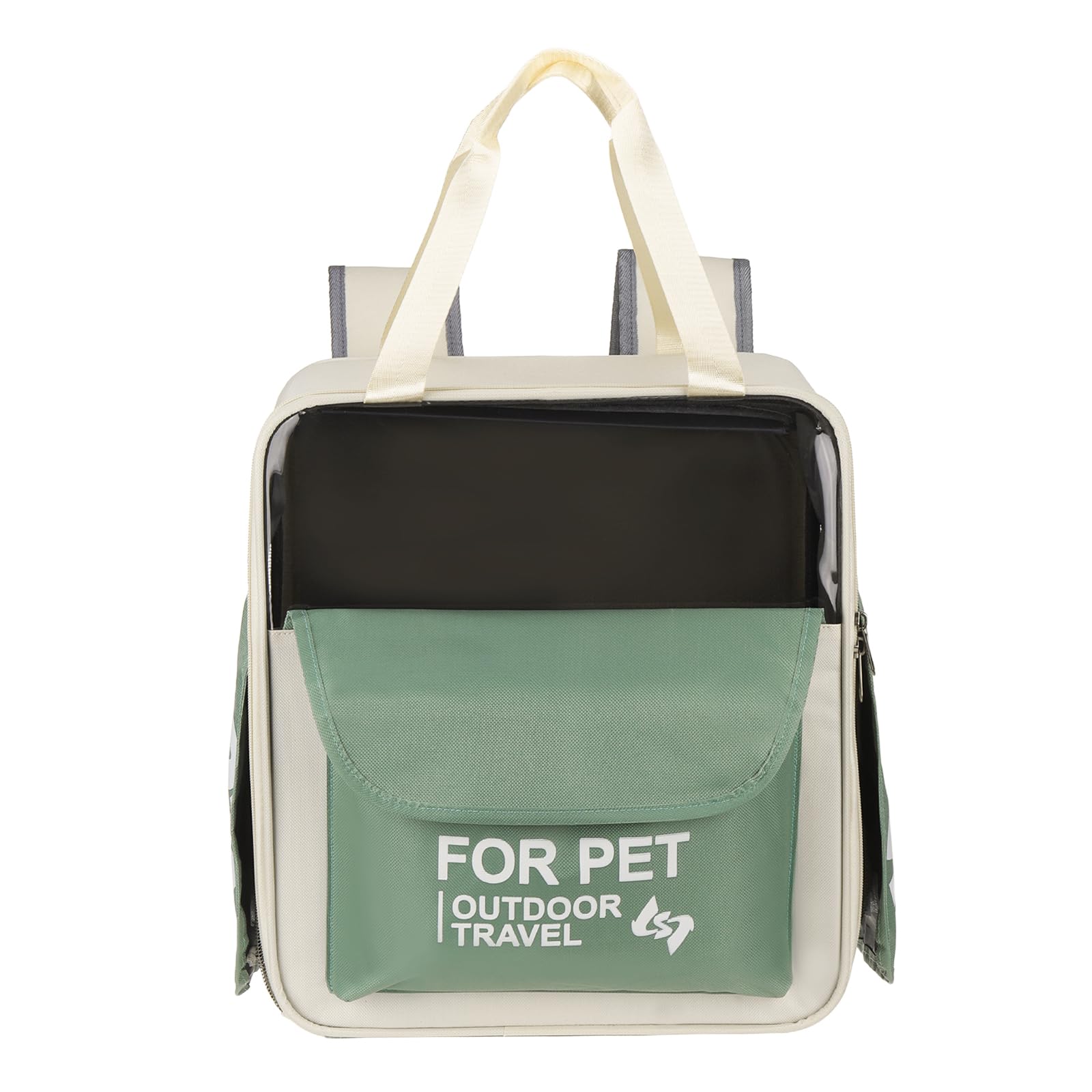 Sac à dos de transport portable pour chien et chat vert en tissu Oxford ventilé 32 cm