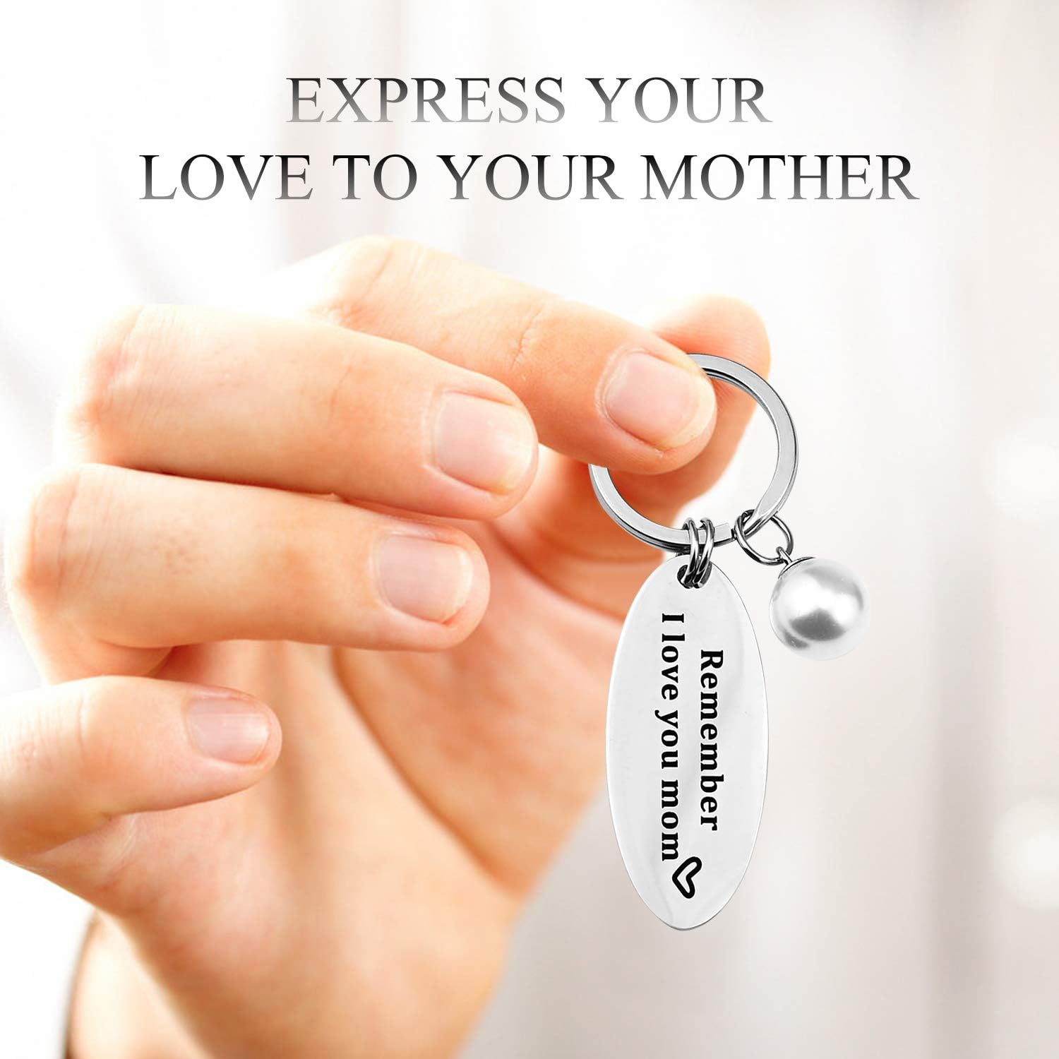 SEDEX Key Rings Tag Engraved I Love You Mothers Father Day Gifts from Daughter and Son Key Chains for Women Best Dad Mum Personalised Keychain Birthday Gifts (Key Chain with Pearl) - Image 5