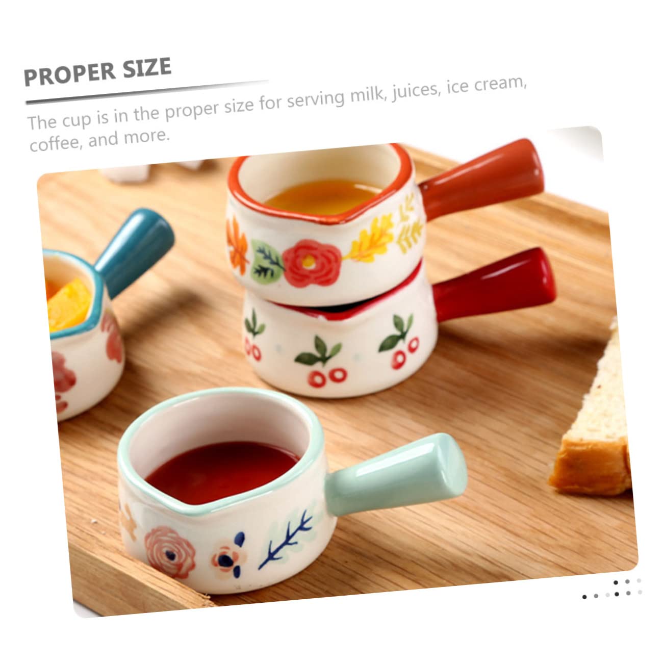 Cabilock Diseño Práctico para Verter Juego de 6 con Mango Jarras Pequeñas de Cerámica 50ml para Leche y Café Ideales para Uso en Casa y Hoteles