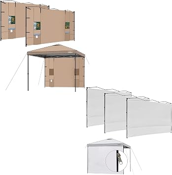 KAMPKEEPER 2Pcs Instant 10X10 Canopy Sidewalls with 4 PocketsKhaki 3Pcs 10X10 Canopy Tent Sidewalls with Zipper Red