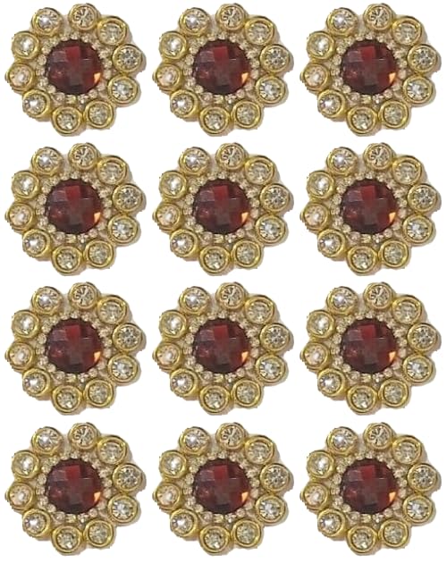 UE Handmade Maggam Work Flowers Design Applique/Decorative Patches for Cloths Saree Blouse Kurti Salwar Lehanga Wedding Dresses Curtain Bags Chaniyacholi & Craft Decoration (Maroon 12 Pieces)