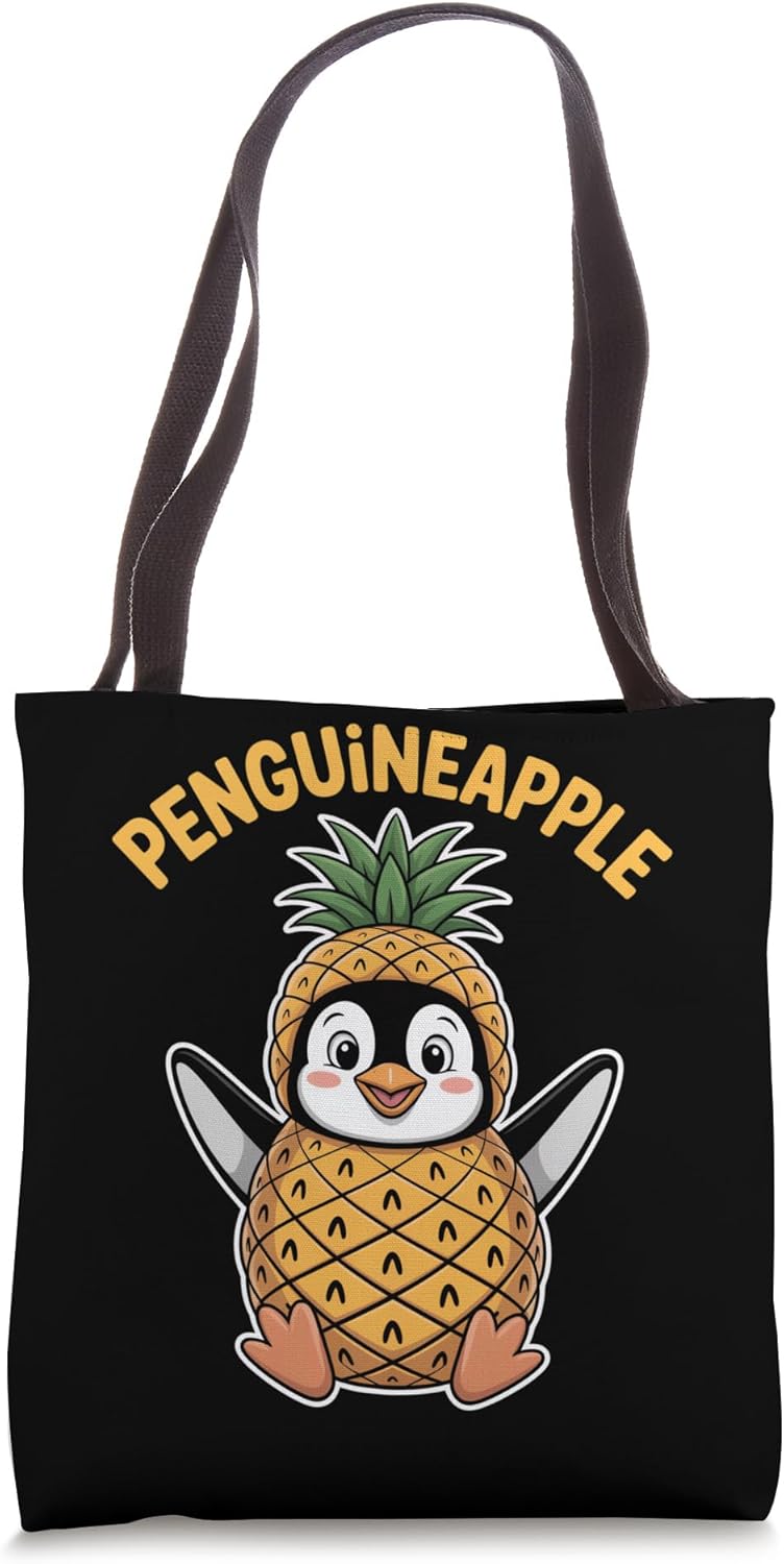 Penguineapple Funny Penguin Pineapple Mashup Tote Bag