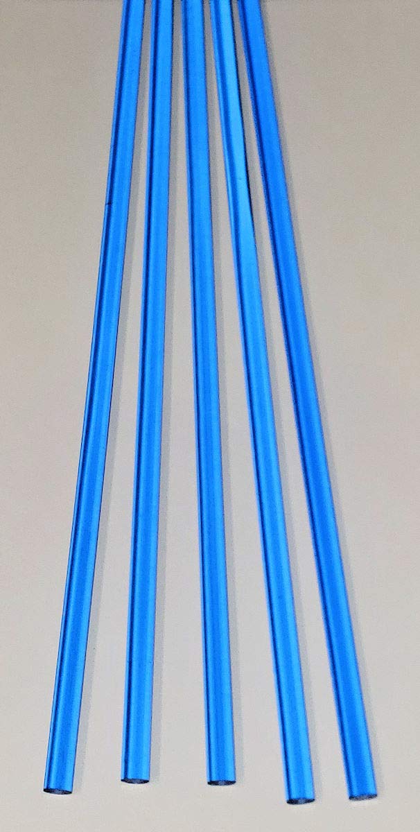 5 Pcs 1/4” Diameter x 18” Inch Long Color Blue Clear Translucent Acrylic Plexiglass Rods - .25 Dia - 6.35mm