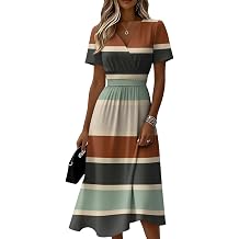 Casual Spring Summer Midi Dresses for Women Trendy Short Sleeve Plus Size Flowy Elegant Formal Ruched A Line Dress