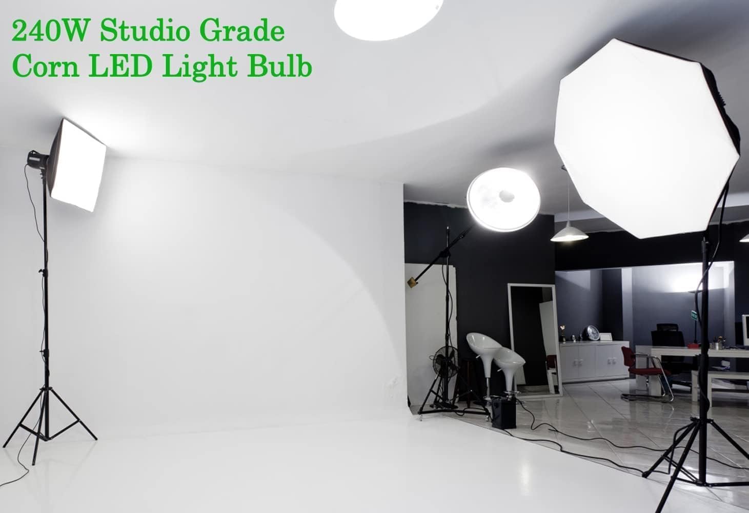 DragonLight Bombilla LED de maíz superbrillante de 200W sin ventilador (equivalente a 1200 vatios) – Lámpara LED E40 de grado comercial de base grande – Luz diurna de 5000K 27000 lúmenes