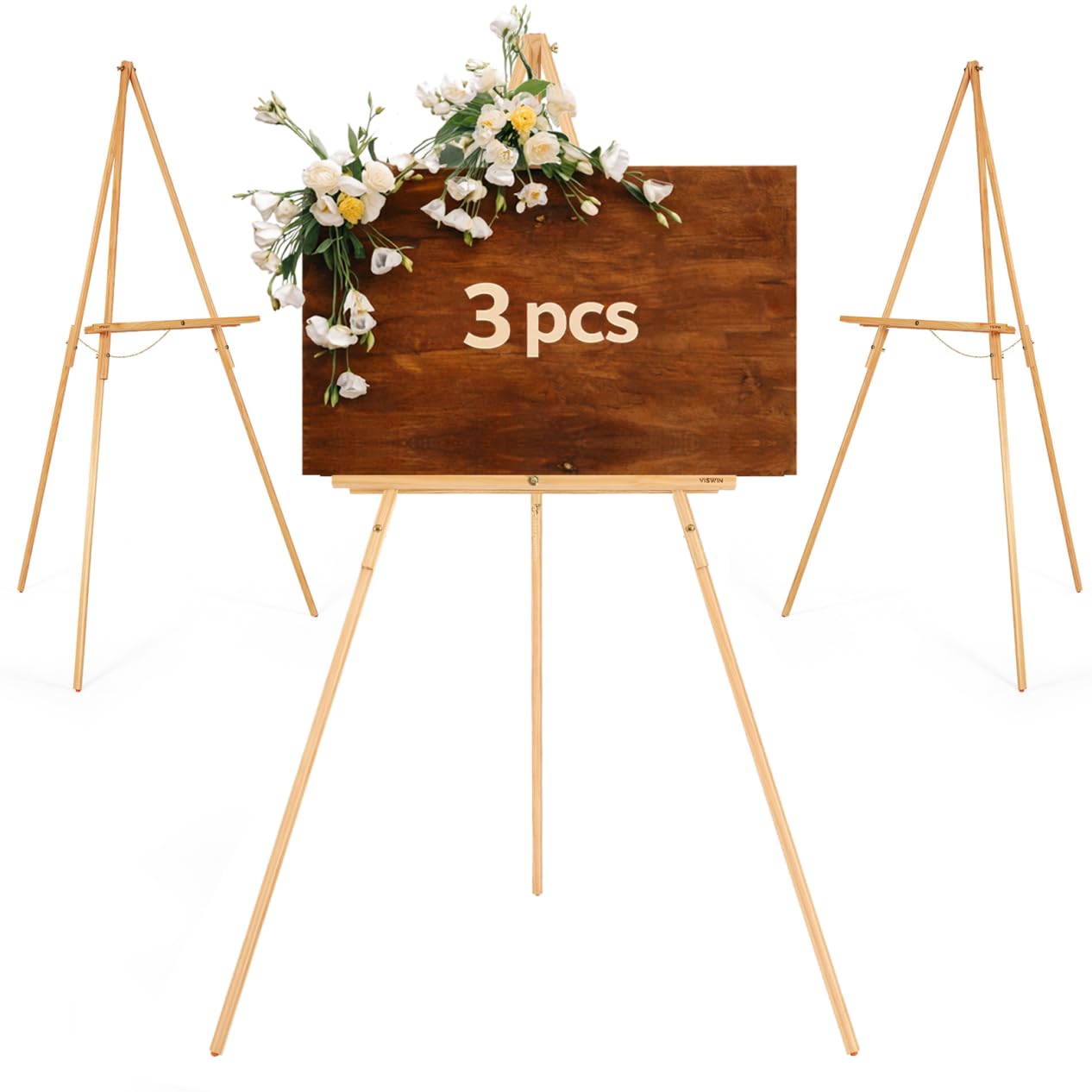 Viswin White 160Cm Wooden Tripod Display Easel Stand For Wedding Sign, Poster, A-Frame Artist Easel Floor With Tray For Painting, Canvas, Foldable Easel