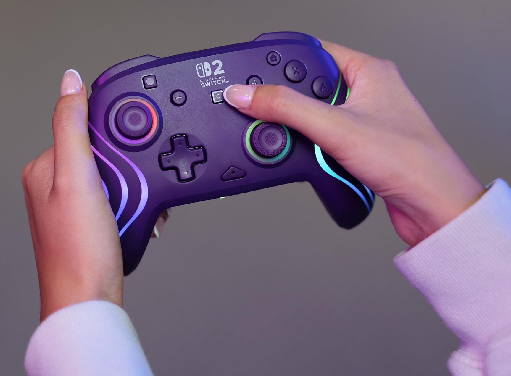 Turtle Beach Afterglow Viola Controller da gaming RGB wireless con licenza ufficiale per Nintendo Switch 2