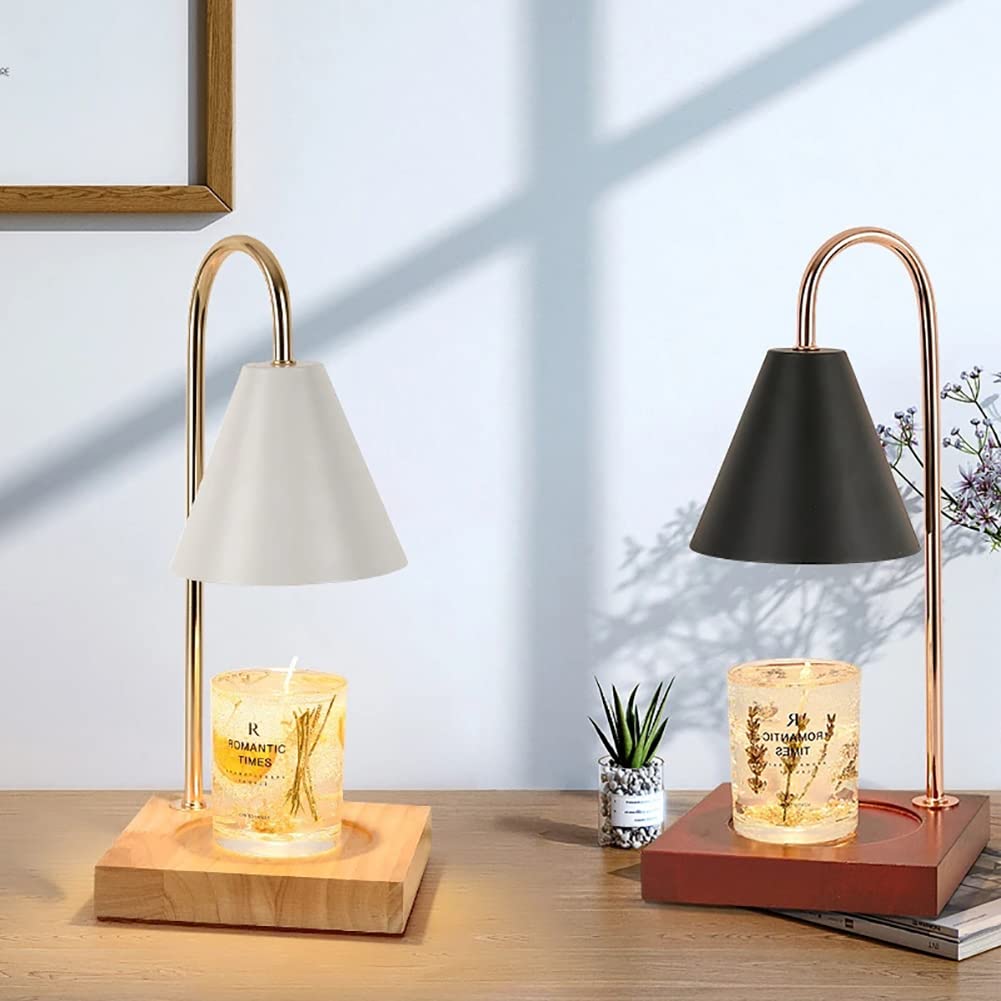 Kreatywna lampa do topienia świec z timerem, ściemniana aromaterapia do topienia świec, drewniana podstawa lampa stołowa do dekoracji wnętrz, czarna