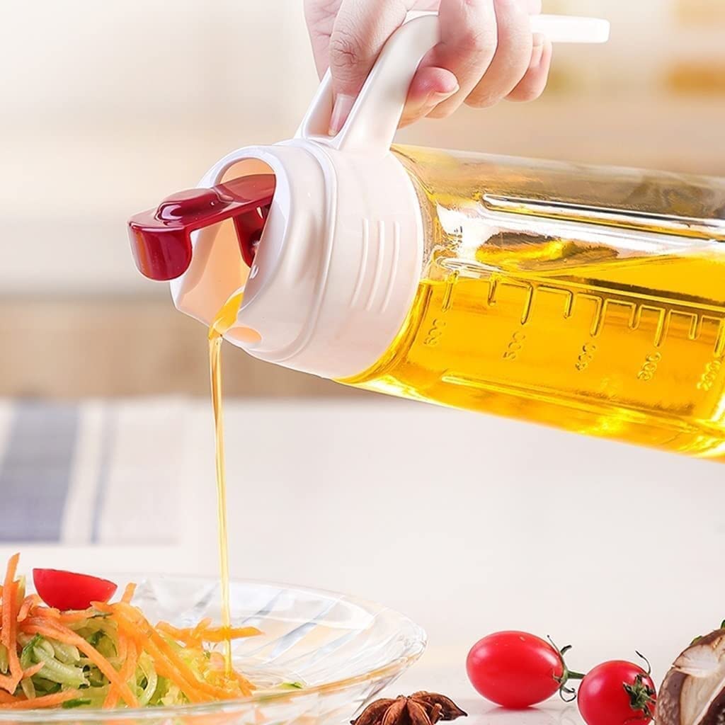 Pentola per Olio in Vetro a Prova di perdite Apertura e Chiusura Automatiche Salsa di soia per Uso Domestico Bottiglia di condimento per aceto Olio Forniture per la Cucina (Color : Red) (Rood)