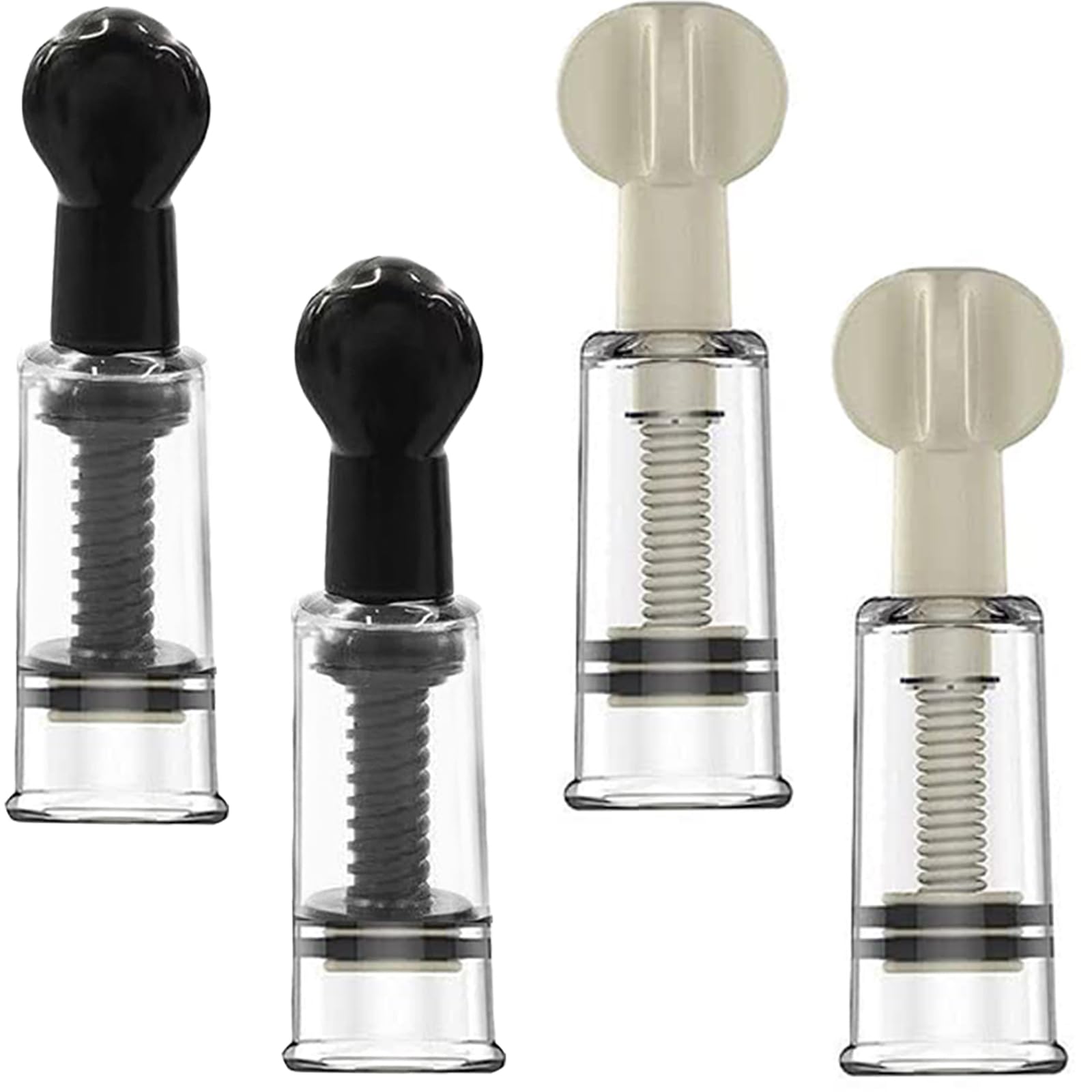 Nipplesuckers Silicone Nipple Corrector for Flat Inverted Nipples for Breastfeeding Mother or Women 2*Black & 2*White Cups