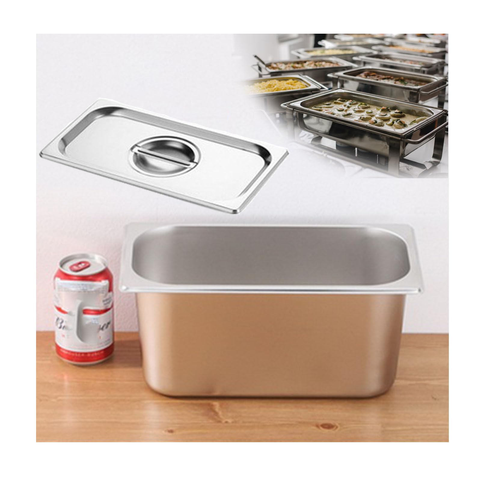 Mahlzeit Zutatenbehälters,Edelstahl Gastro Behälter GN Spülmaschinenfest,Stapelbar Tief Gastronormbehälter,1/3（32.5 * 17.5）,15cm1.2side