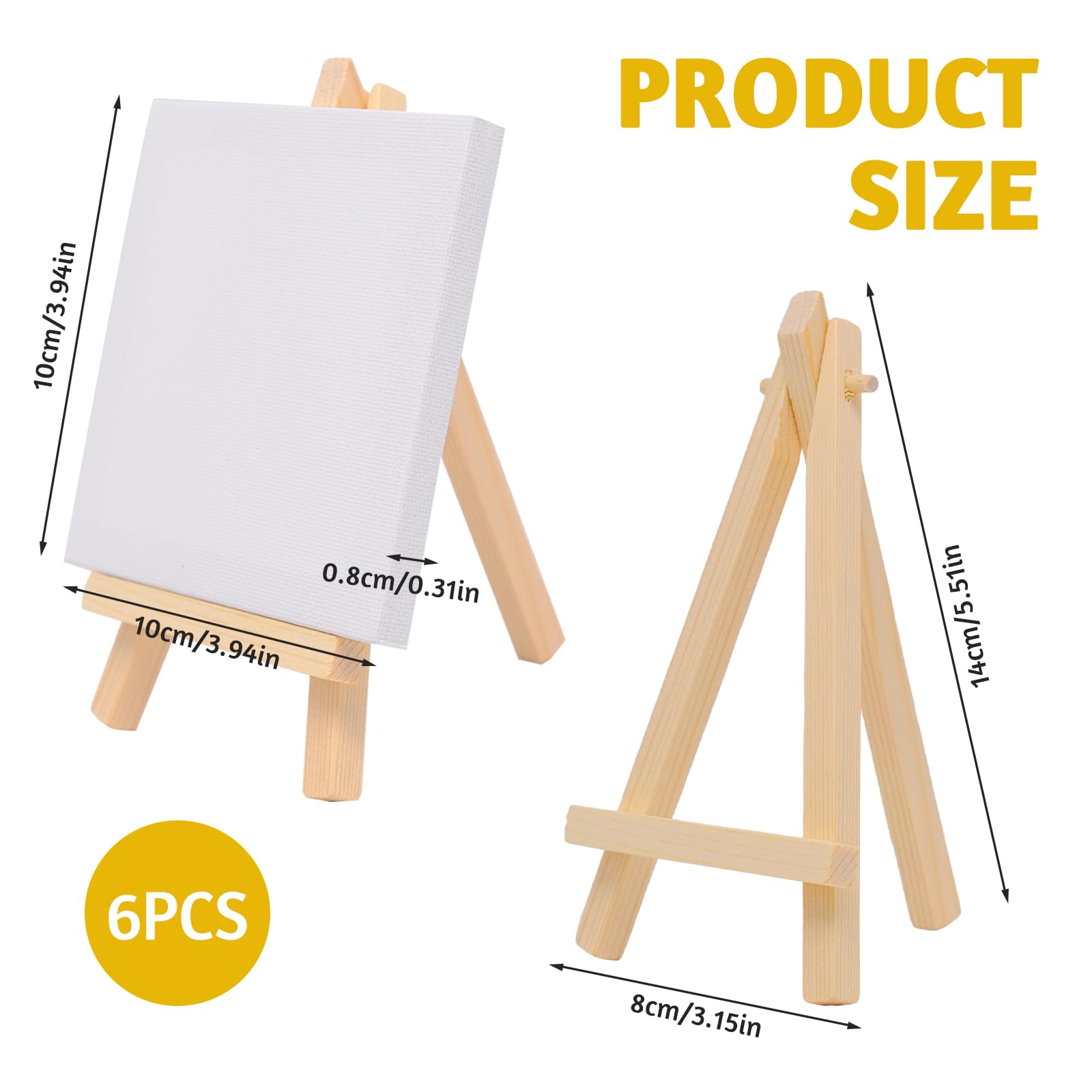 FORYNXHWIN Mini Canvas Easel Set - 6 Pre-Stretched, Primed Art Boards for Drawing and Table Top Arts (10 x 10 cm - Image 2