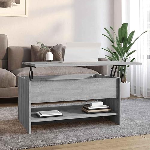 Miniatura 21 de Coffee Table Sonoma Oak Engineered Wood 19.7 x 31.5 x 15.7 in Adjustable Height for Living Room Center Mesa de Centro Storage Shelf