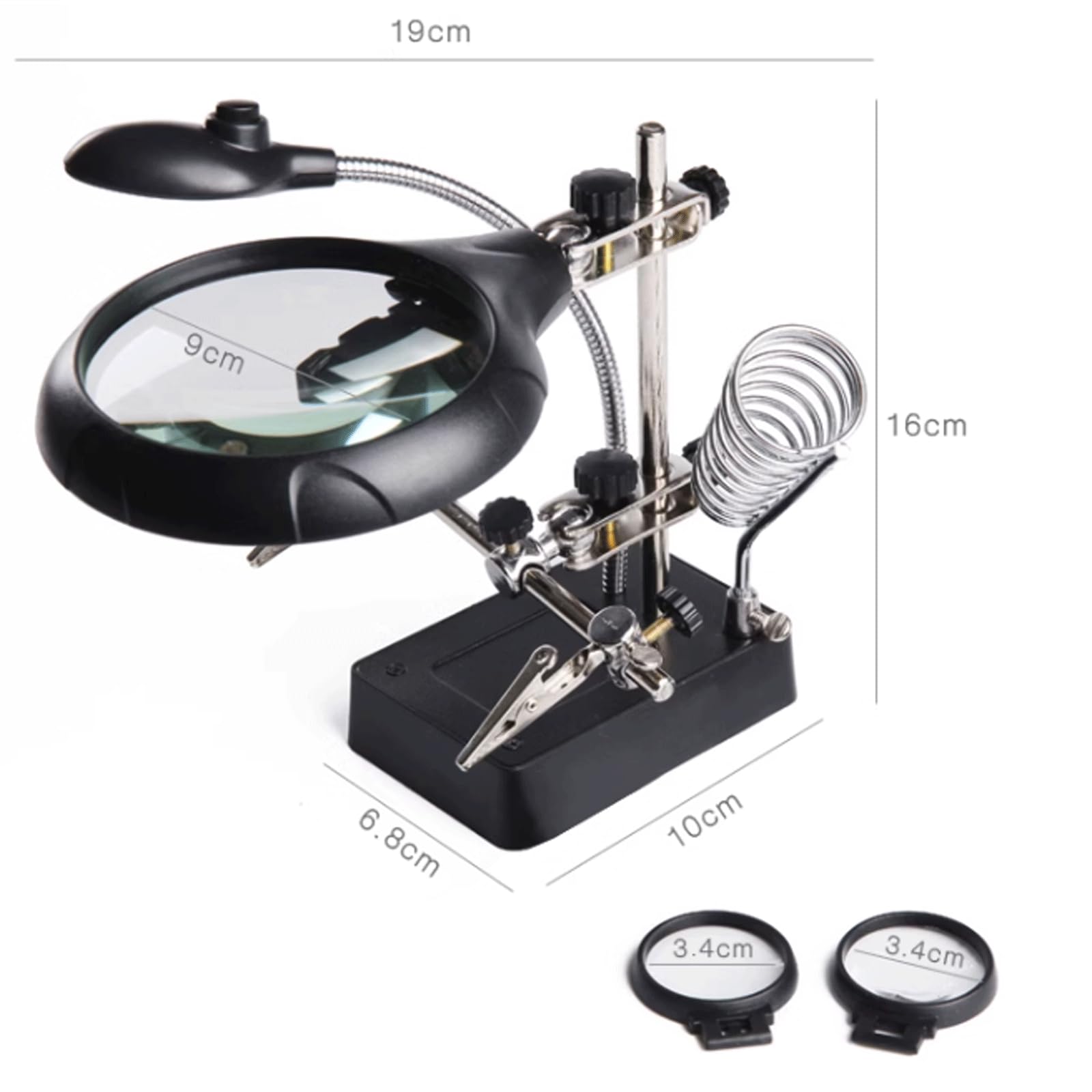 DOUKI Lupa de micrograbado, Lupa de Escritorio, 3 Gafas, Lupa con Base Pesada Utilizada como Reloj, reparación de teléfonos móviles