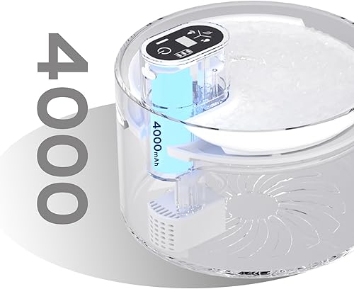 Miniatura 2 de Fuente de agua inalámbrica de cerámica para gatos 78 oz2.3 L automático súper silencioso sensor inteligente dispensador inalámbrico para beber