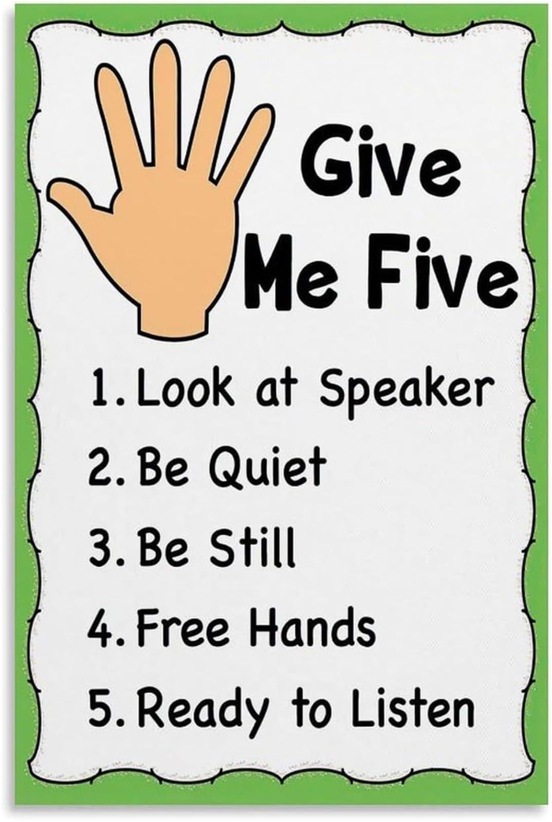 UYCUODLUY Five Listening Rules Educational Poster Classroom Management Elementary School Home Decor(Framed,12x18inch(30x45cm))