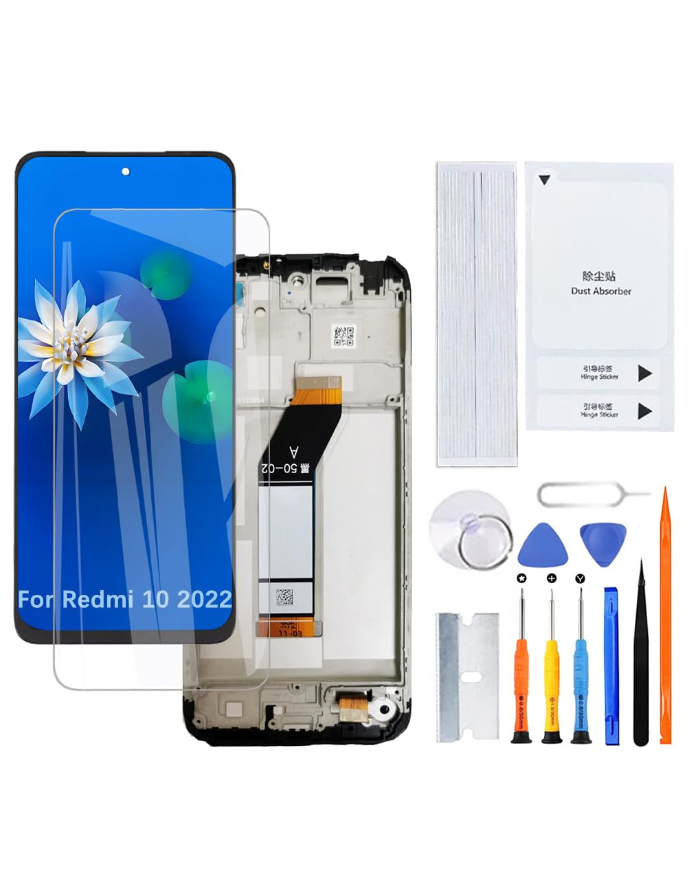 H&LYCYJ Pantalla para Redmi 10 2022 con Marco | Kit de herramientas de uso,IPS LCD，pantalla HD，pantalla de reemplazo,para modelos:21121119SG 22011119UY 21121119VL
