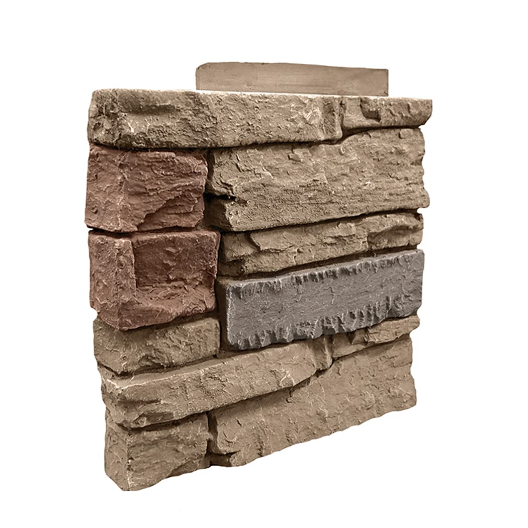 GenStone Faux Stacked Stone Left Corner Panel 12.5" x 11.25" in Desert Sunrise Color for Do It Yourself Friendly Home Improvement Projects