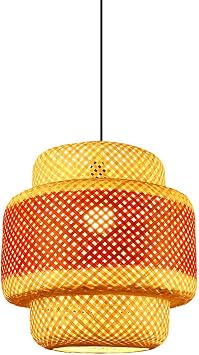 Bamboo Woven Pendant Lights Rustic Bamboo Chandelier with Wicker Lamp Shade Retro Decor Rattan Pendant Lights Antique Lantern Bamboo Art Chandelier Hotel Lighting Light