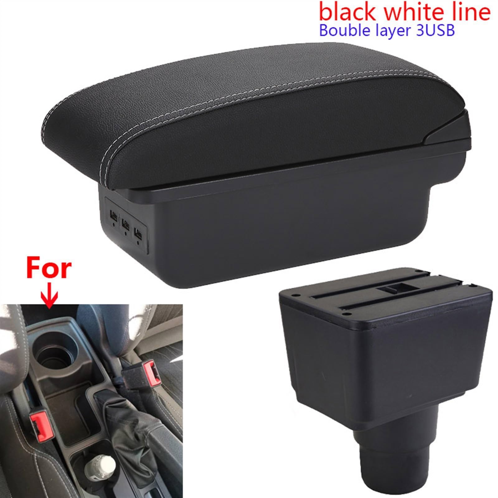 Armsteun Box Lederen Arm Rest Center Console Opbergvak USB Auto Armsteun Box Lederen Arm Rest Center Console Opbergvak USB Auto