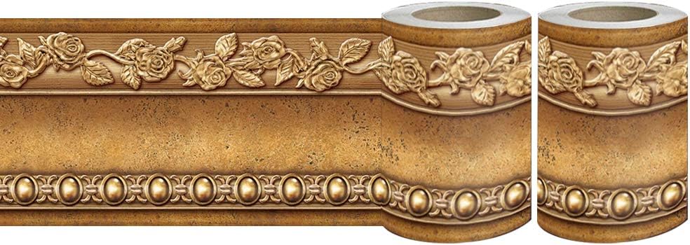Peel and Stick Wall Border Easy to Apply Band Wall Paper (2, Gold Brown)