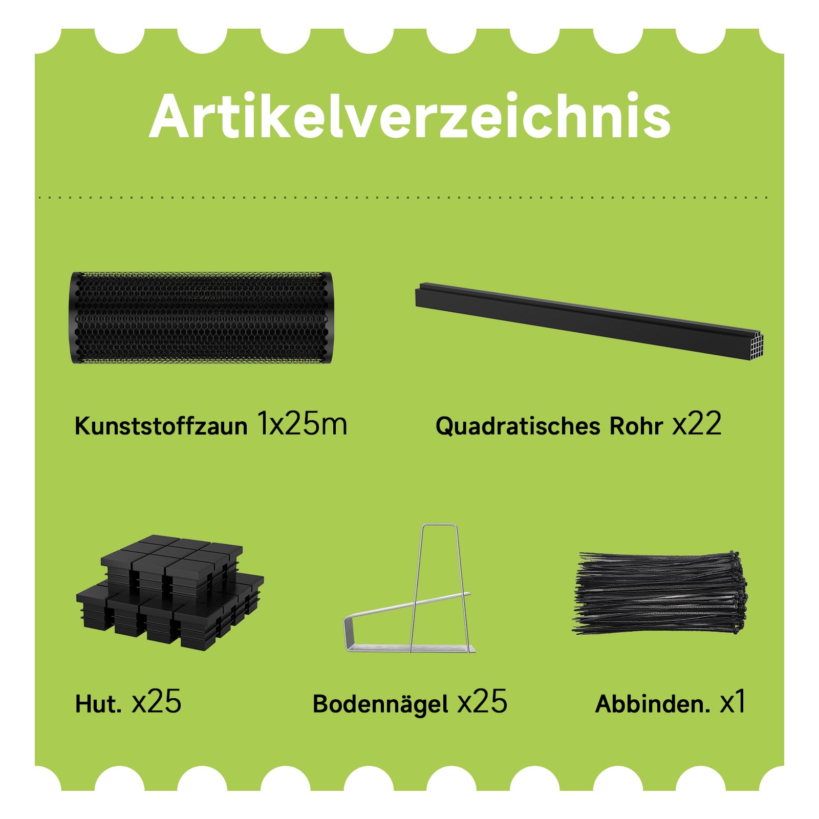 Steckzaun 25m x 100cm, Mobiler Hühnerzaun aus Kunststoff, mit 22 Vierkant-Stützpfählen, Gartenzaun zum Einstecken, Begrenzungszaun für Hühner, Hunde, Garten, Haus, Hof – Schwarz