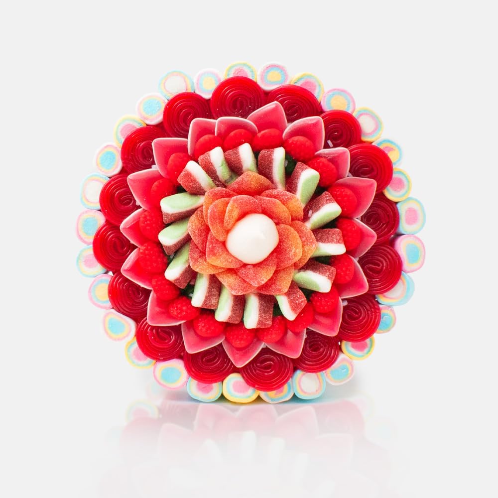BELROS Tarta Golosinas Grande Estilo Abrazo con Efecto Flor. Ocasión Especial Mama y Papá. Idea para Cumpleaños y Celebraciones. Ideal para Regalos. Combinación Chuches Dulces y Ácidas