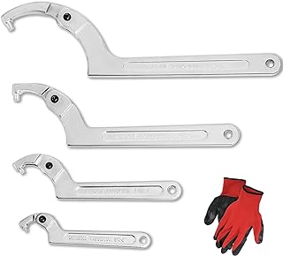 Adjustable C Pin Spanner Hook Wrench Chrome Vanadium Round Head Spanner Set Include 3/4-2", 1 1/4-3", 2-4 3/4", 4 1/2-6 7/10" for Mechanical Equipments Vehicles Tighten Lock Nuts & Bearings