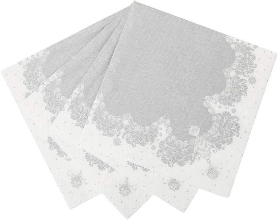 Party Porcelain 33 cm Napkin Luncheon, Pack of 20, Silver