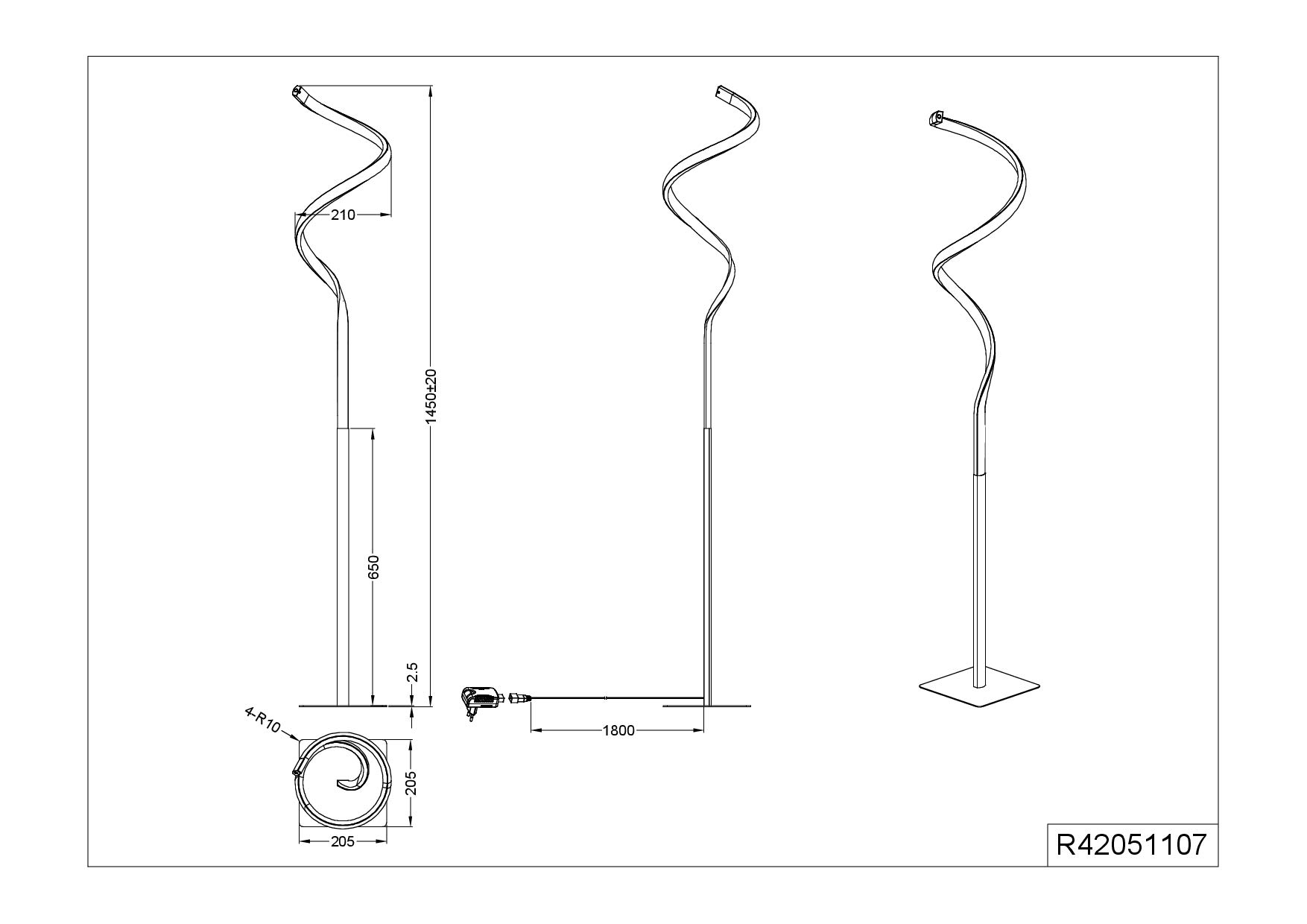 Reality Leuchten Lampa stojąca LED Course R42051107, metal nikiel matowy, akryl biały, w zestawie 11 Wat LED, ściemniacz czujnika