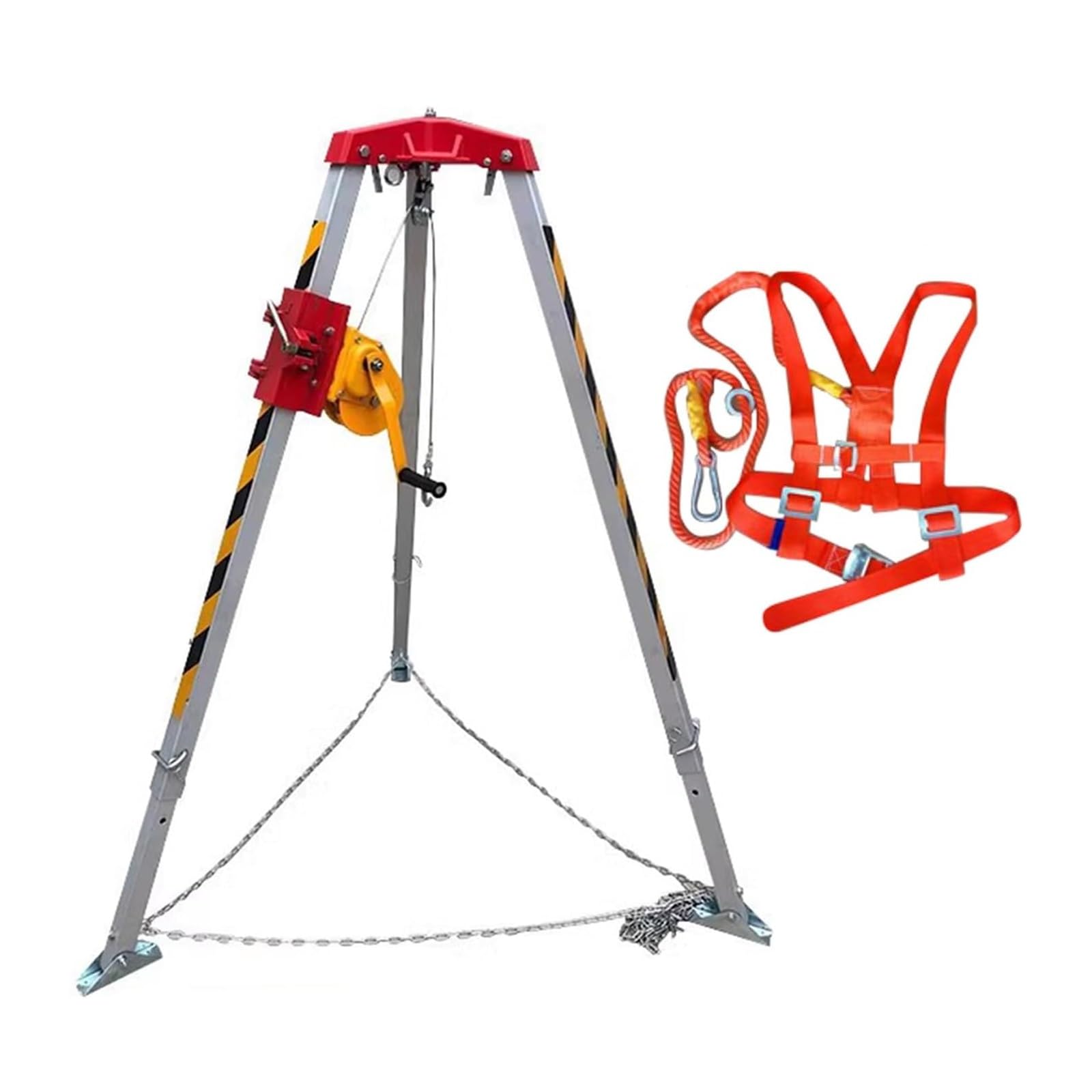 BYFSRUS HeavyDuty Rescue Tripod with Retractable Support LegsManual Winch Equipment for Confined Space Sewers Basements & Wells (2600LBS Capacity)