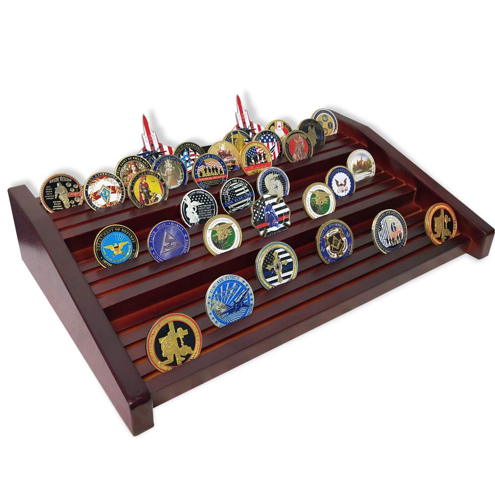 Buy DecoWoodo Challenge Coins Display Case Natural Solid Wood,Three
