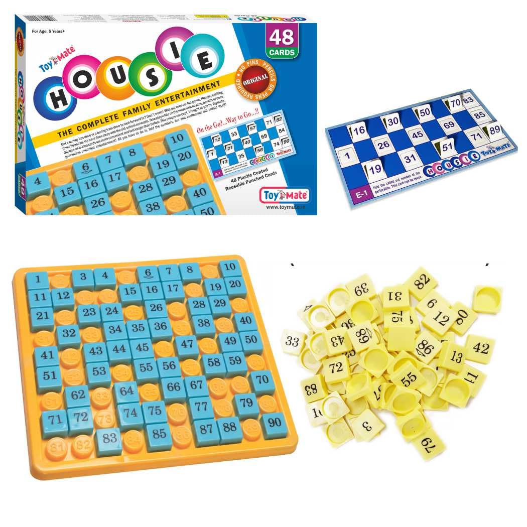 toymate Housie Reusable Folding Tickets - Tambola Bingo Lotto Family Board Game (48 Reusable Cards)