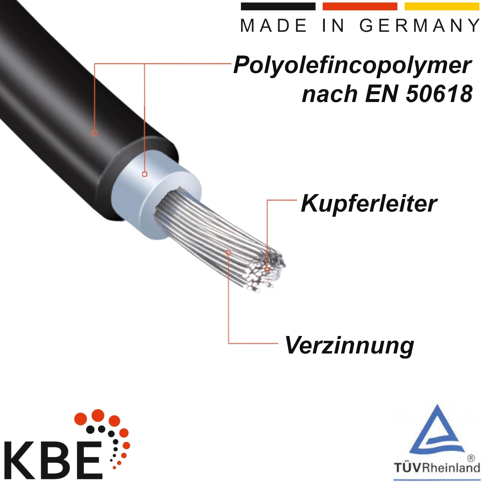 KBE Solarkabel inkl. Stecker Verlängerung 0,5-50m 4mm² 6mm² - PV Kabel H1Z2Z2-K beidseitig rot/schwarz - Photovoltaik Solar-Verbindungskabel (2X 20m 4mm² / 0% MwSt.)