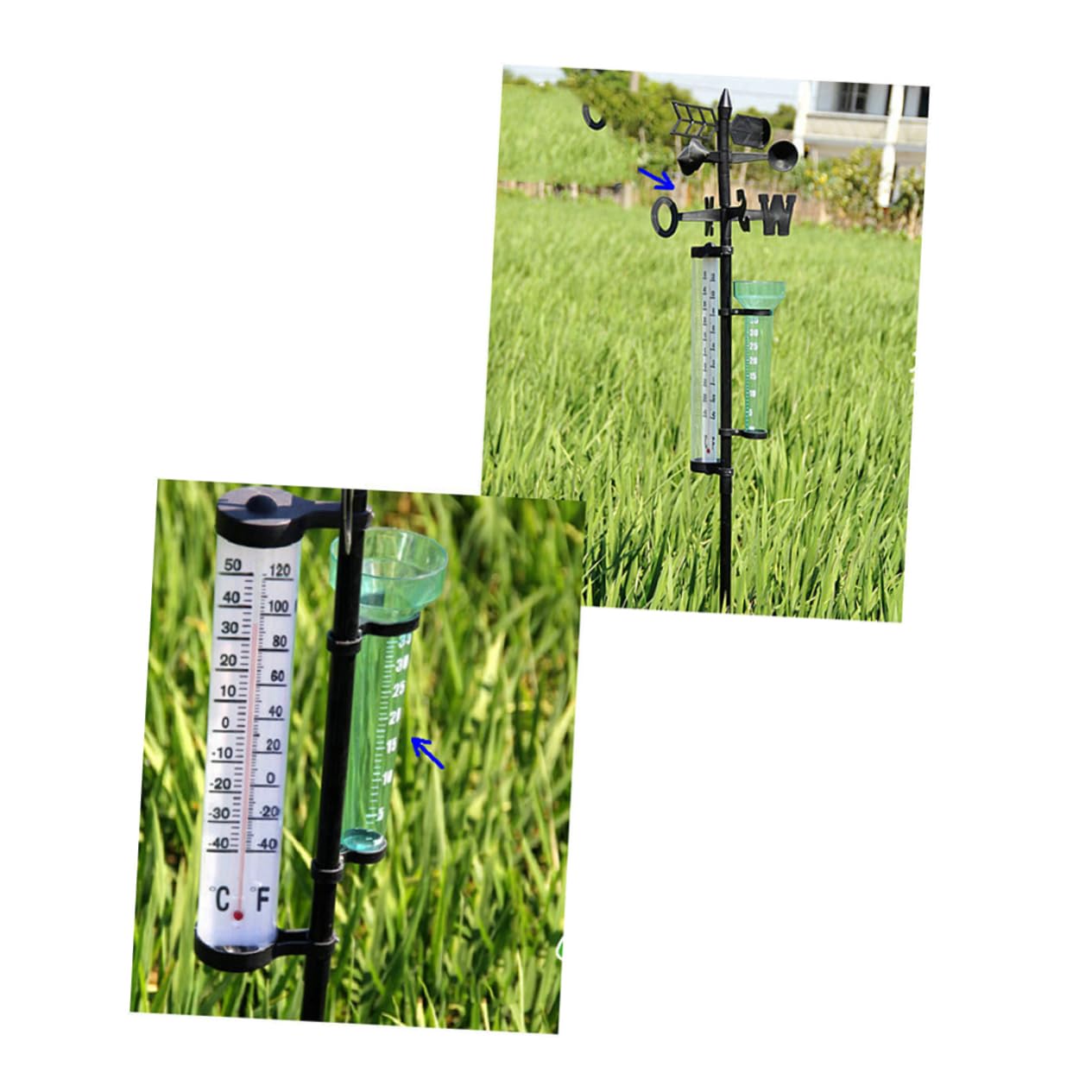 Windrichtungsmesser Regenmesser Außenthermometer 2 Stück Kunststoff