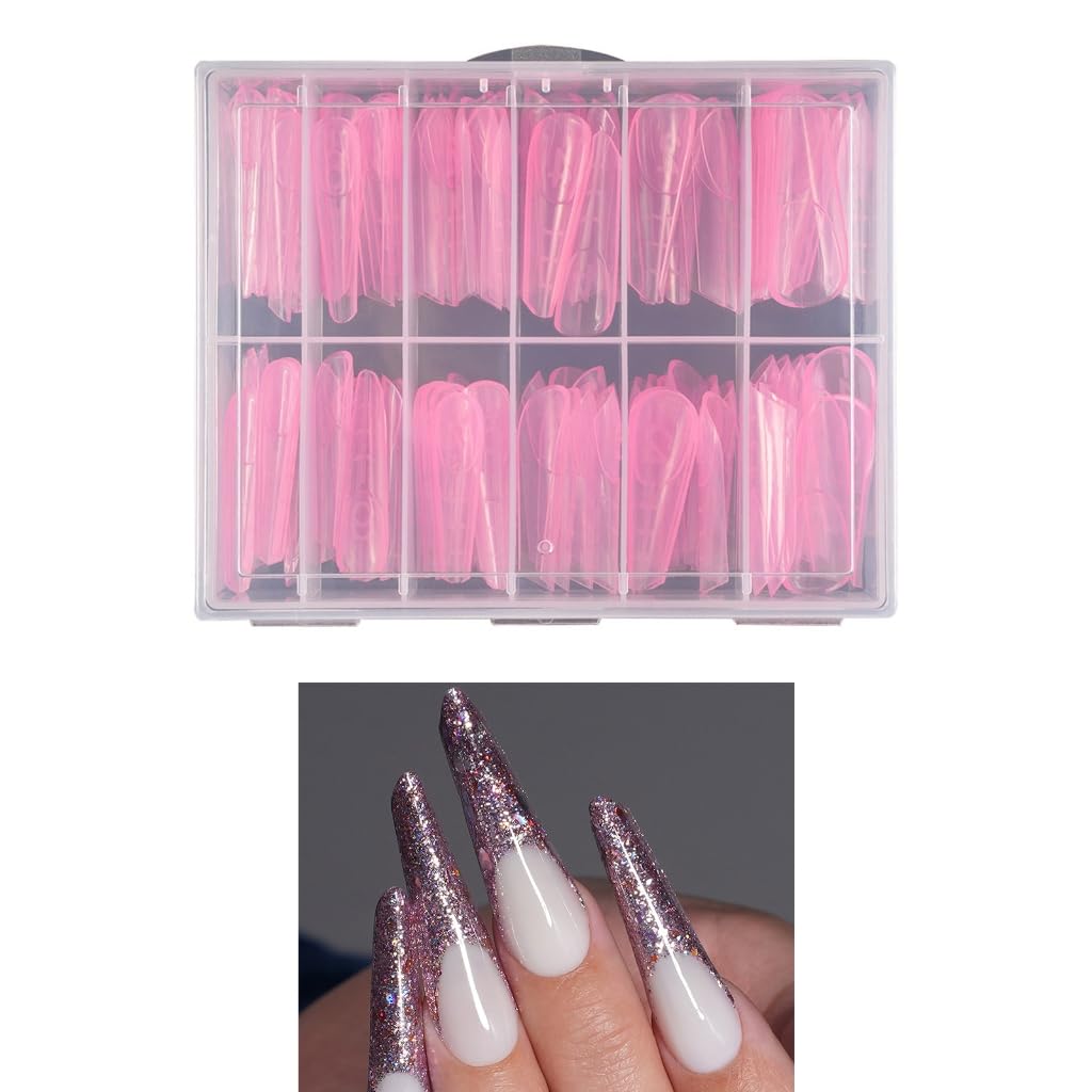120 forme doppie per extension per unghie, in gel, copertura completa, con scala graduata, per manicure e nail art