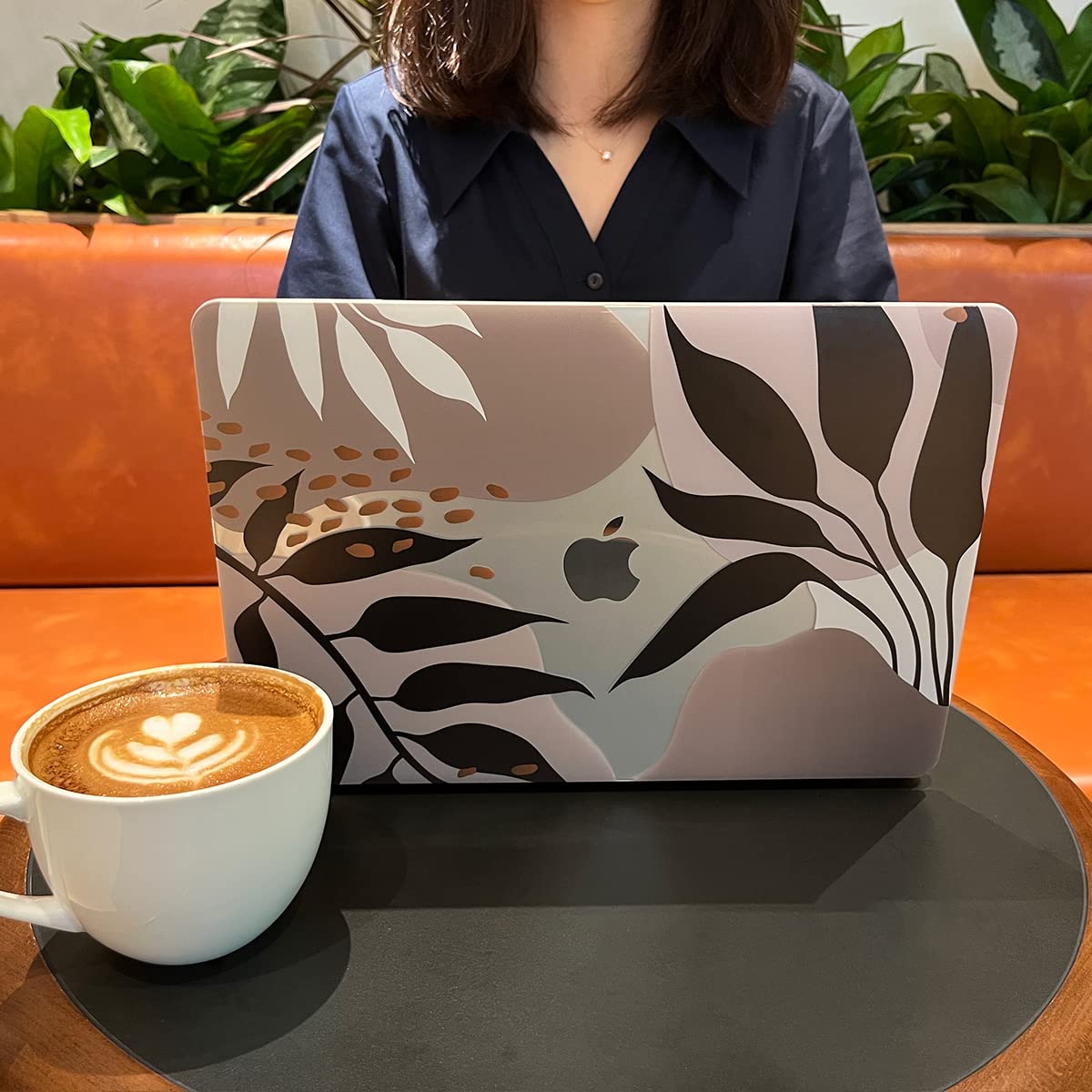 Teryeefi Compatibile con MacBook Air 2020 da 13" Custodia 2021 2022 Modello M1 A2337 A2179 A1932, Cover rigida trasparente e protezione dello schermo per Mac Air 13 con Touch ID, Foglie tropicali