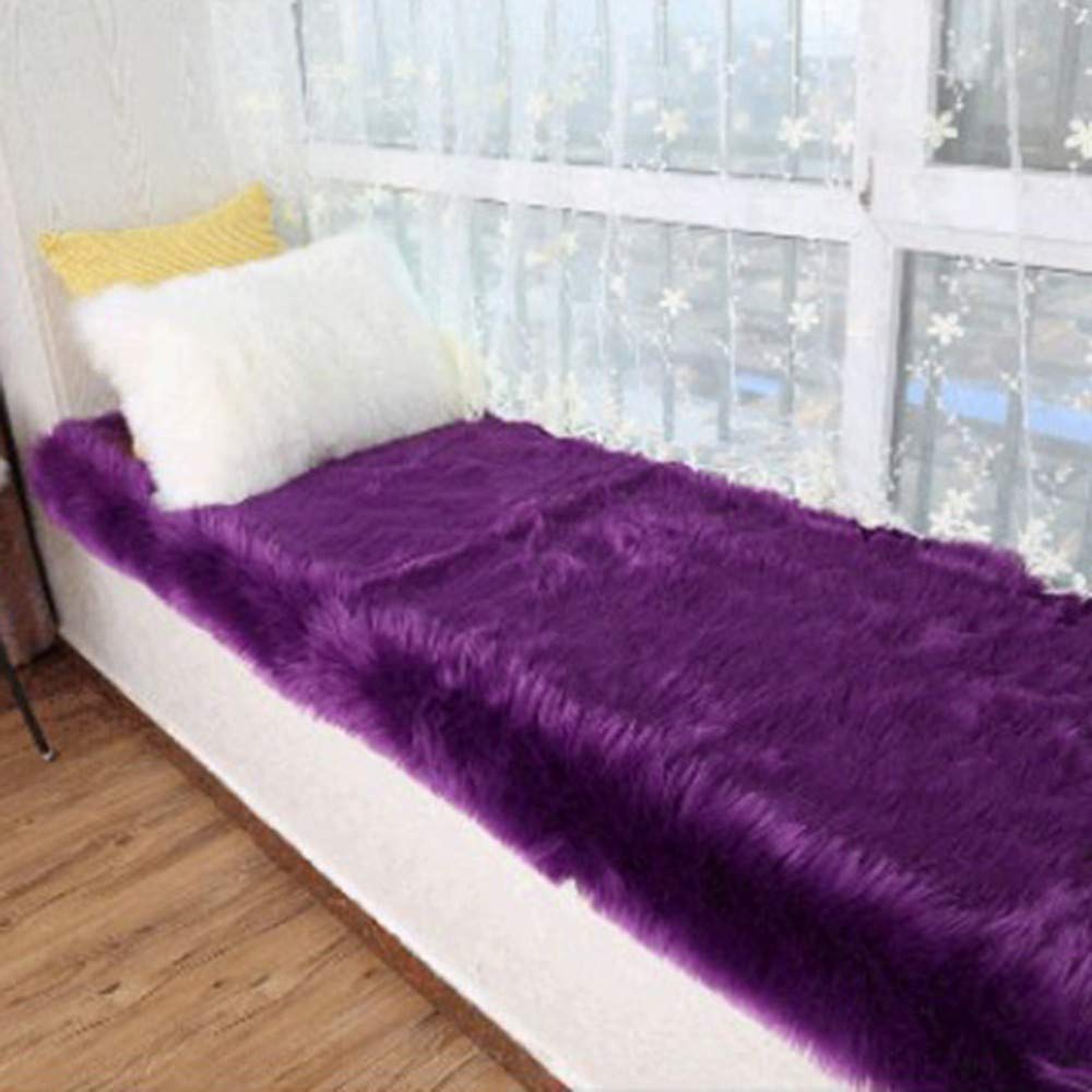 Tapis en Peau de Mouton synthétique Imitation Toison Moquette Fluffy Soft Longhair Décoratif Coussin de Chaise Canapé Natte, Variété de Couleur, Pourpre