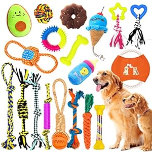 JOYBOY 19 Pcs Hundespielzeug Set,Hund Kauspielzeug,100% natürliche Baumwolle,Interaktives Pet Rope Spielzeug, Dog Spiel Hundespielzeug Ball für Kleine Mittlere GroßE Hunde